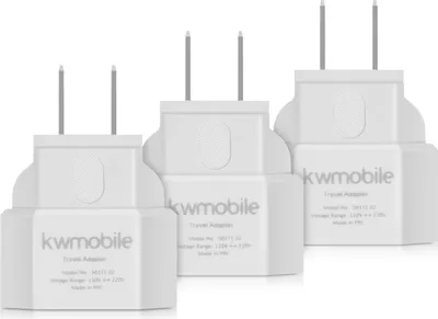 Produktbild von 3x Reiseadapter für Europa-Stecker in USA-Dose - perfekt für Reisen ins Ausland - Für USA, Kanada, Mexiko kwmobile