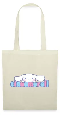 Produktbild von Spreadshirt Cinnamoroll Guckt Über Schriftzug Stoffbeutel, One size, Natur