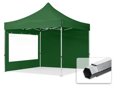 Immagine prodotto di TOOLPORT 3x3m gazebo pieghevole PES con laterali (panoramiche), PROFESSIONAL alluminio, verde scuro