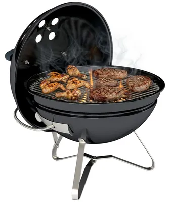 Produktbild von Holzkohlegrill Tragbarer Kugelgrill mit Deckel Griff verstellbaren Lüftungsschlitzen für Barbeque 41x41x44 cm Schwarz