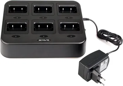 Obrázok produktu pre Retevis Vysielačka RT24 RT28 RT24V RT21 6-cestná nabíjačka Dvojcestná viacnásobná rádiová nabíjačka Walkie Talkie Nabíjačka môže nabíjať 6 vysielačiek alebo 6 nabíjačiek batérií (čierna)