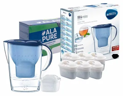 Produktbild von Brita Wasserfilterkanne Marella Blau 125233 inklusive 6 Alapure Maxtra+ Filter