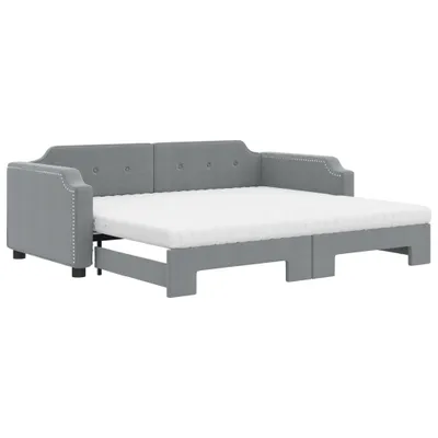 Image de vidaXL Lit de jour extensible avec matelas gris clair 90x200 cm Tissu