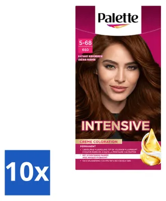 Immagine prodotto di 10 tinte per capelli Poly Palette, tonalità castano medio 650, confezione da 115 ml, confezione  da 10 pezzi