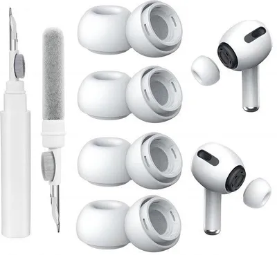 Productafbeelding van Vervangende oordopjes voor AirPods Pro met reinigingspen - 4 paar siliconen oordopjes met opbergdoos