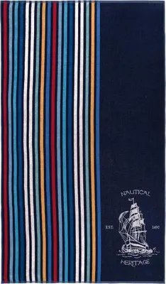 Obrázek produktu pro SCANquilt plážová osuška VELUR nautical tmavě modrá 100% bavlna 100 x 180 cm
