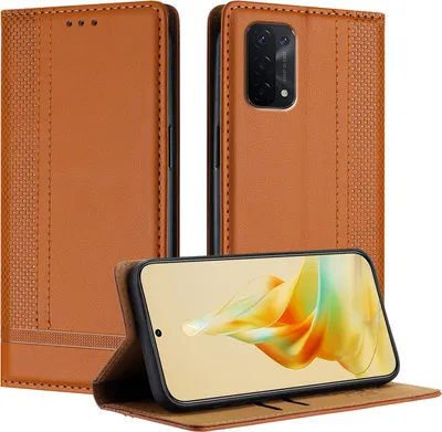Produktbild von Handyhülle für OPPO A54 5G Leder Flip Klappbare Schutzhülle mit Standfunktion Braun