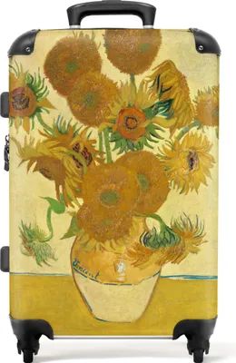 Obrázek produktu pro NoBoringSuitcases.com® Velký kufr - Van Gogh - Slunečnice - Obraz - Žlutý - Kombinovaný zámek TSA - Pevná skořepina na kolečkách - 72 litrů - Cestovní kufr - 66 cmKufr střední 67x43x25 cm, 72L,