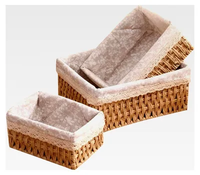 Produktbild von Set aus 3 Aufbewahrungskörben Geflochtene Körbe für Zuhause, Büro, Bad und Schlafzimmer im Boho-Stil