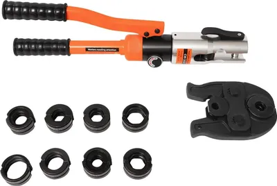 Zdjęcie produktu dla Hydrauliczne szczypce do zaciskania - Narzędzie do zaciskania - Matryce U i V (U16 U20 U25 U32, V12 V15 V18 V22 V28) - Do rur miedzianych - Zaciskanie sześciokątne - Pomarańczowy