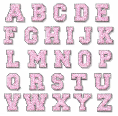 Buchstaben-Patches A-Z, Rosa Glitter, Chenille, zum Aufbügeln, 26 Stück