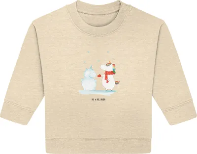 Produktbild von Mr. & Mrs. Panda Organic Baby Pullover Einhorn Schneemann 12. - 18. Monat - Natural Raw - Geschenk, Unicorn, Weihnachten, Kuchen, Winter, Bullover, Schnee