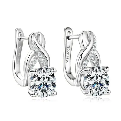 Produktbild von Paar Creolen Funkelnde Creolen Ohrringe 925 Sterling Silber 18K Gold