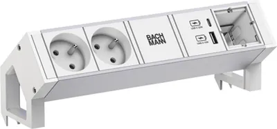 Produktbild von Bachmann Desk2 Alu White 2Xute 1Xcm 1Xusb A/C 22W 0,2M Gst18