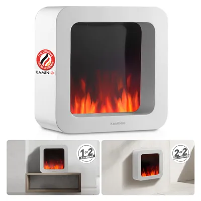 Productafbeelding van KAMINIO Elektrische tafelhaard MIA XL - Decoratieve elektrische tafelhaard met 3D-vlammeffect, lange batterijduur voor draadloos gebruik - Wit