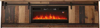 Produktbild von TV Schrank GRANERO 200 cm OLD WOOD mit elektrischem Kamin gefräster Fronten MDF Lowboard Tisch Sideboard Kommode Hi-Fi Tisch Fernsehtisch Moderner Cottage-Stil Landhausstil Rustikaler Stil TV-Stand Hochwertiges