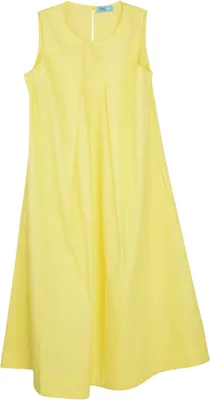 Produktbild von Gelbes A-Linien-Kleid Giallo mit zwei Falten und Knopf am Nacken