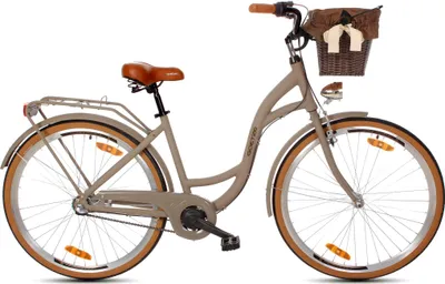 Produktbild von Goetze Style 28 Zoll City Bike, 46 cm ALU Rahmen, 3-Gang Shimano Nexus, Rücktrittbremse & V-Bremse, LED-Beleuchtung, Gepäckträger, Rattankorb mit Bezug