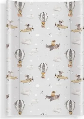 Image de regalik Matelas à langer 70x47 cm, gris animaux – lavable & doux, bords profilés sécurité, rembourrage confort