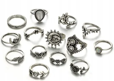 Produktbild von Silber RETRO PUNK BOHO 75 SET RETRO RINGE