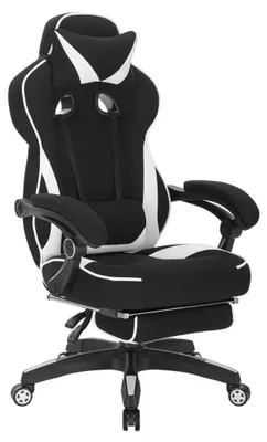 Imagen del producto de Silla ergonómica para juegos y oficina: silla cómoda para trabajar, con respaldo ajustable, reposapiés y tapizada en tela