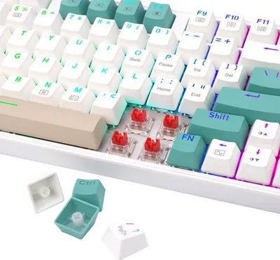 Produktbild von REDRAGON K643GWC-RGB-PRO Veigar Pro, Verkabelt & Kabellos, USB + RF Wireless + Bluetooth, Mechanischer Switch, Weiß, Grün