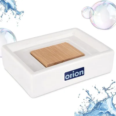 Produktbild von Orion | Seifenschale - Bambusholz und Dolomit - 11x8 cm - Ideal für Bad Küche und Toilette