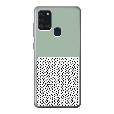 Produktbild von MuchoWow® Handyhülle Schutzhülle Hülle für Samsung Galaxy A21s Polka dots - Grün - Schwarz Silikon Softcase Handy Hülle - Hartschale