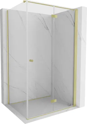 Produktbild von Mexen Mist-F T Duschkabine klappbar rechts 95 x 80 cm, transparent, gebürstet gold - 8A6T-095-080-55-00-P