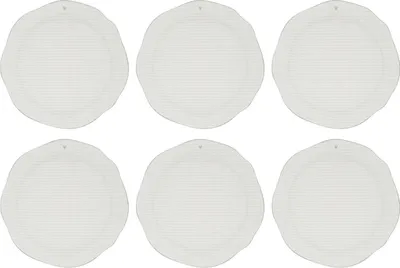 Produktbild von 6er Set Speiseteller HEART STRIPES mit grauen Streifen 27cm Bastion Collections