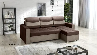 Produktbild von Ecksofa ARTUR mit Schlaffunktion und Bettkasten, L-Form - rechts - L-Couch, Farben: Grau/Braun