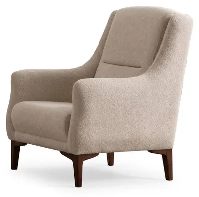 Immagine prodotto di Poltrona da soggiorno, stile moderno, struttura in legno color beige, poggiatesta imbottito