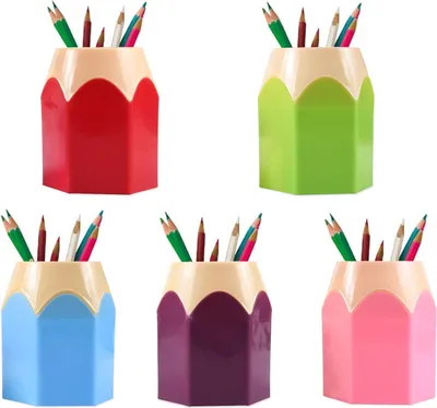 Produktbild von Stiftehalter Bleistiftform 5 Stück, Kunststoff Stifteorganizer mit Farbdesign, für Schreibtisch Büro Schule und Make-up-Pinsel