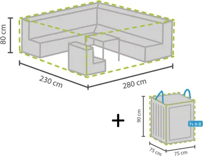 Produktbild von Schutzhüllenset XL: Abdeckung 280x230cm für Gartenlounge + Hülle für 6-8 Polster