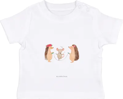 Produktbild von Mr. & Mrs. Panda  T-Shirt Igel Seilhüpfen 6. - 12. Monat - Weiß - Geschenk, Kinder, Top, Oberteil, Maus, Seilspringen, Kleinkind Shirt, Babyshirt, Lustige Sprüche