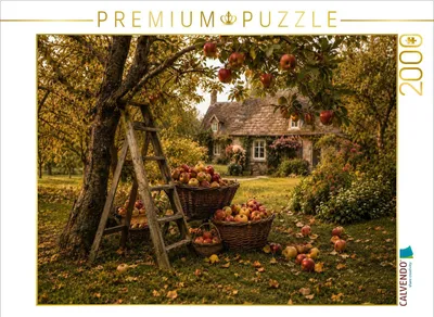 Produktbild von CALVENDO Puzzle Apfelernte im Landhausgarten | 2000 Teile Lege-Größe 90x67cm Foto-Puzzle für glückliche Stunden