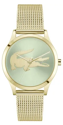 Produktbild von Lacoste Uhr mit DREI-Zeiger-Quarzwerk für Damen Kollektion CROCODELLE mit Goldfa