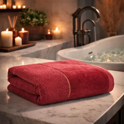 Image de EUROFIRANY | Serviette de douche - Serviette de bain - Serviette de sauna - en coton - rouge 70 x 140 cm - Serviette - douce - Éponge