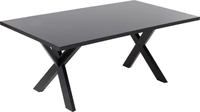 Zdjęcie produktu dla BELIANI Stół do jadalni czarny drewniane krzyżowe nogi prostokątny 180 x 100 cm dla 8 osób