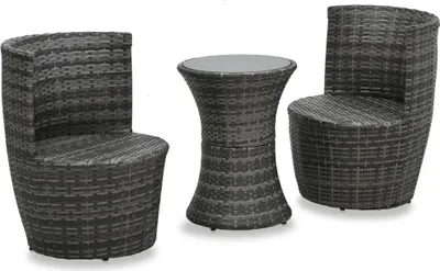 Obrázok produktu pre vidaXL 3-dielna súprava Bistro s vankúšmi Poly Rattan Grey