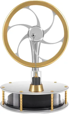 Productafbeelding van Stirlingmotor - Stoommotor Educatief Model - Natuurkunde Demonstratie - Laagtemperatuur Aandrijving - 9.2 x 13.3 x 9.2 cm - Zilver
