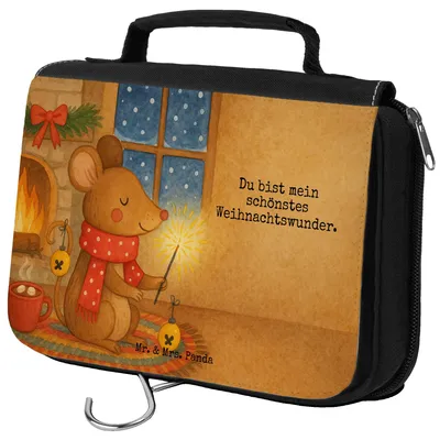 Produktbild von Mr. & Mrs. Panda badtasche Maus Weihnachten Design - Weiß - Geschenk, Frohe, hygienetasche, Weihnachtsmotiv, Waschtasche, Weihnachtsgruß, Kulturbeutel, Weihnachtswunder
