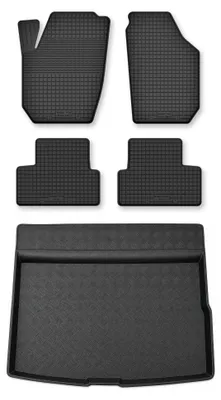 Image de Tapis en caoutchouc + bac de coffre pour Volvo S60 II 2018- (sans niches latérales) – 5 pièces, noirs, semi-universel, adapté