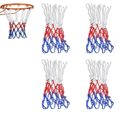 Produktbild von Basketballnetz 4 Stück, wetterbeständig, 12 Schlaufen, Ersatznetz für Basketballkörbe, für Innen und Außen