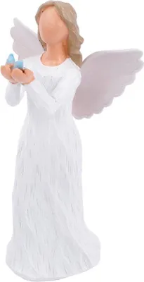 Zdjęcie produktu dla Unyqoos® Figur aniołka – ręcznie malowana figurka aniołka wykonana z naturalnej żywicy, 16 cm, kolor kremowy z motylem | Dekoracja i prezent na okazję uzdrowienia, nadziei, Świąt Bożego Narodzenia