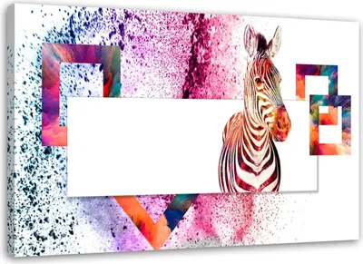 Produktbild von Leinwandbild farbenfrohes zebra abstraktion für kind 60x40 cm Feeby farbe wandbild bereit zum aufhängen