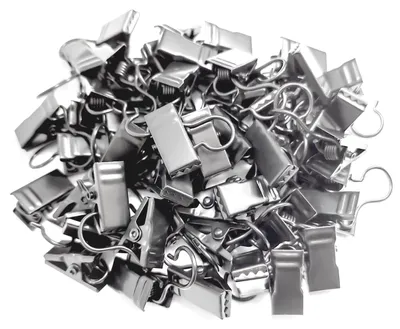 Productafbeelding van 50 Stuks Voorhangclips met Haken - Metalen Clips voor Gordijnen en Douchgordijnen