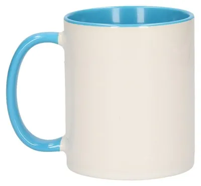 Produktbild von Kaffeebecher / Teetasse - 300 ml - Weis/Blau - Keramik