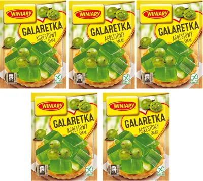 Produktbild von 5 x Winiary Götterspeise Stachelbeere 71g Galaretka agrestowa agrestowy smak