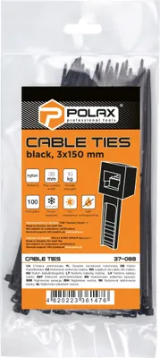 Produktbild von Kabelbinder, Nylon, schwarz, 3 x 150 mm, 100 Stück, Polax